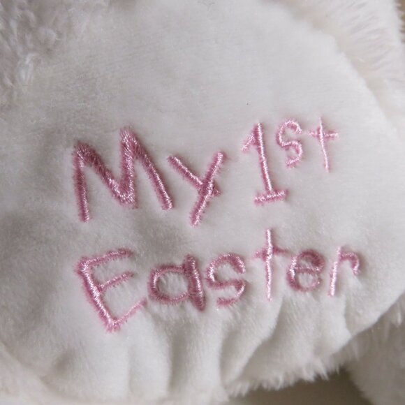 My First Easter white bunny plush rabbit with rattle BABY Girl - Picture 5 of 9
